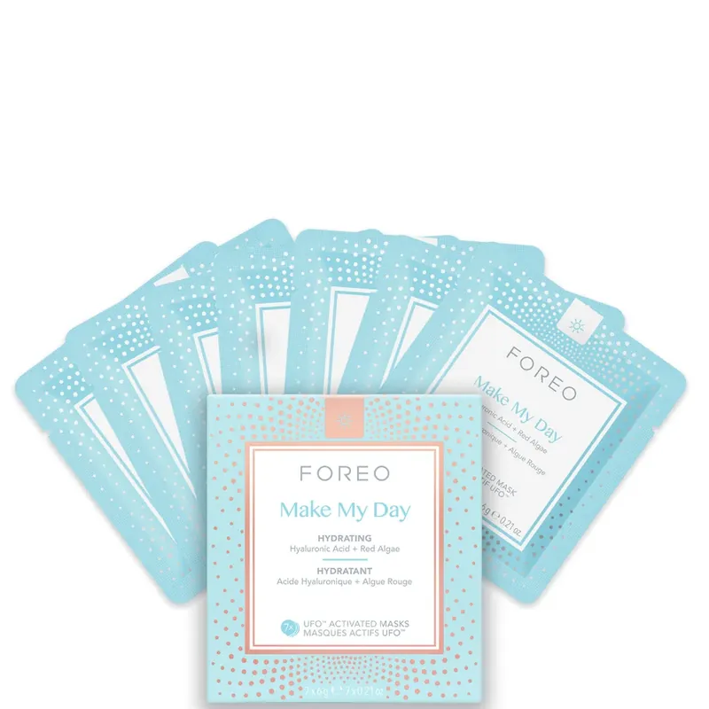 Geprüft FOREO Make My Day UFO/UFO Mini Anti-Umwelteinflüsse und Sehr Feuchtigkeitsspendende Gesichtsmaske (7er-Packung)