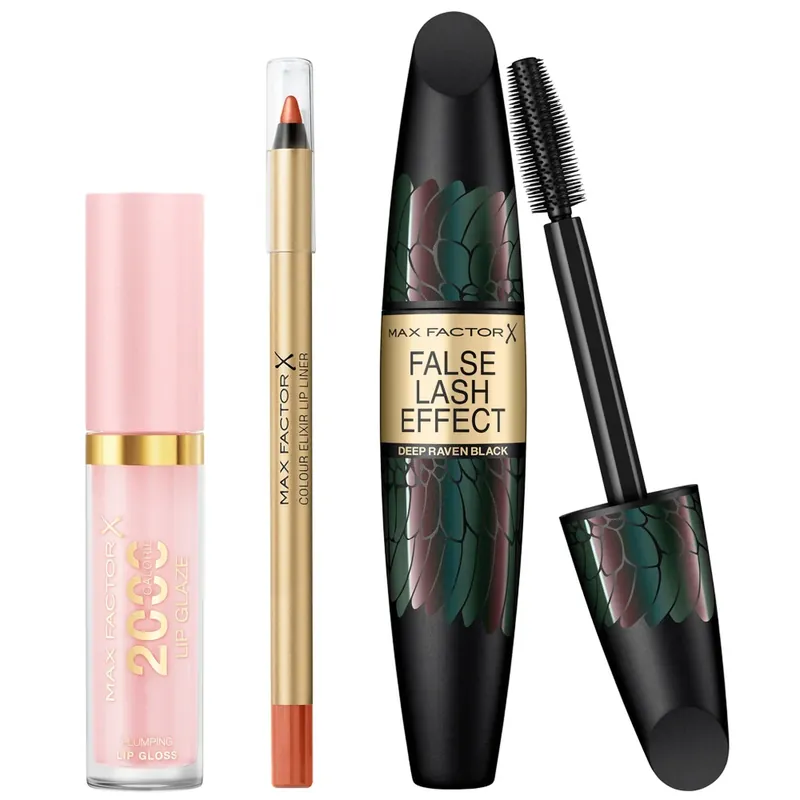 Max Factor Lip Gloss, Lip Liner and Mascara Bundle (Various Shades) Finale Aktion