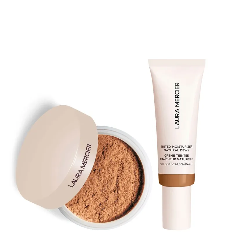 Laura Mercier Mini Translucent Loose Setting Powder Ultra Blur and Tinted Moisturiser Natural Dewy SPF 30 Duo (Various Shades) Schneller Versand