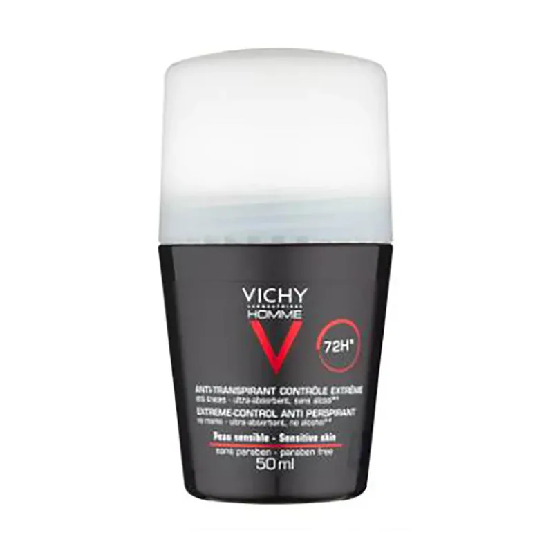 Vichy Homme Men's Deodorant Extreme-Control Anti-Perspirant Roll-On Sensitive Skin 50 ml Gratis Versand