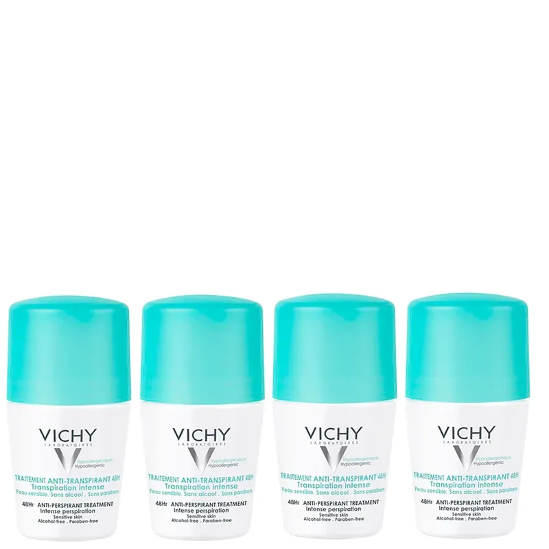Billig VICHY 48 Hour Intensive Anti-Perspirant Roll-on Deodorant Set for Sensitive Skin 4 x 50ml