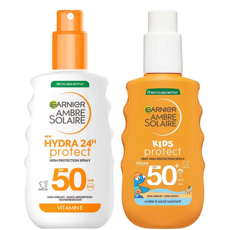 Garnier Ambre Solaire Adults & Kids SPF50 Suncream Spray 150ml Bundle Abverkauf