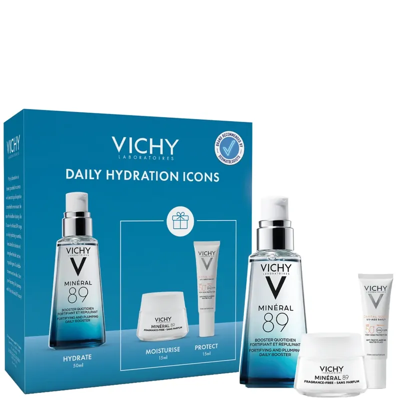 Zertifiziert Vichy Mineral 89 Hyaluronic Acid Daily Hydration Kit: Serum, Moisturiser, and SPF50