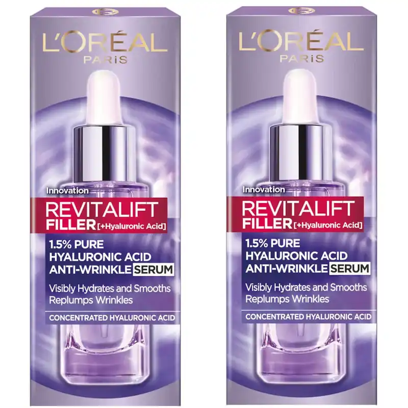 Knallerangebot L'Oréal Paris Exclusive Revitalift Filler with 1.5% Hyaluronic Acid Anti-Wrinkle Dropper Serum Duo 2 x 30ml