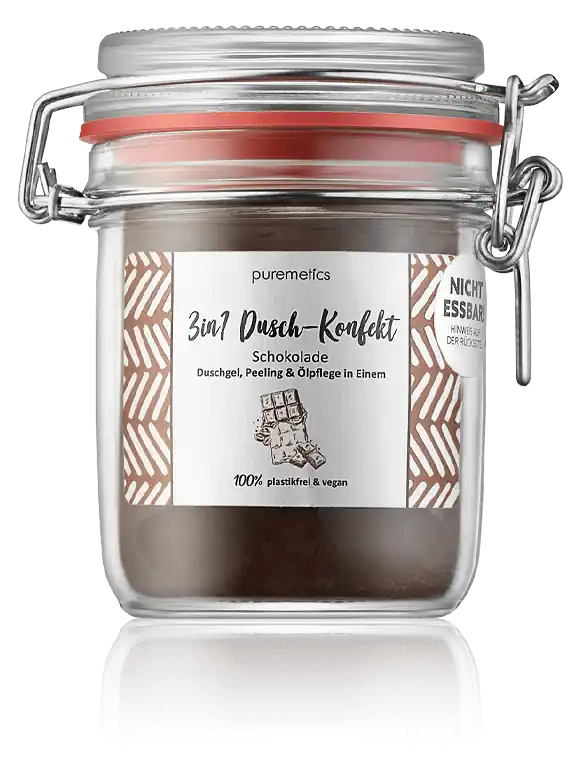 puremetics 3in1 Dusch-Konfekt Schokolade - Duschgel Peeling & Ölpflege in Einem (200 g) Bestpreis