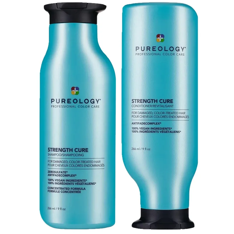 Pureology Strength Cure Shampoo and Conditioner Bundle for Damaged Hair, Sulphate Free for a Gentle Cleanse with Vegan Formulas Preiswert
