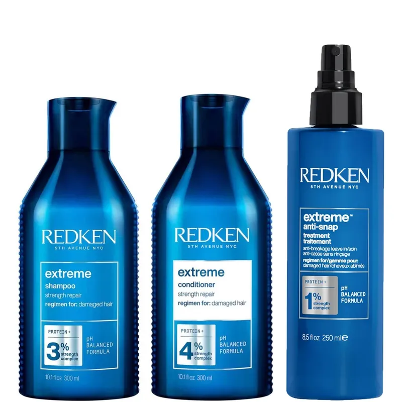 Redken Extreme Shampoo, Conditioner and Anti-Snap Leave-in Treatment Strength Repair Bundle for Damaged Hair Neue Ware