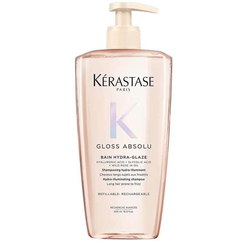 Zertifiziert Kérastase Gloss Absolu Refillable Shampoo with Glycolic Acid, Hyaluronic Acid and Wild Rose in Oil 500ml