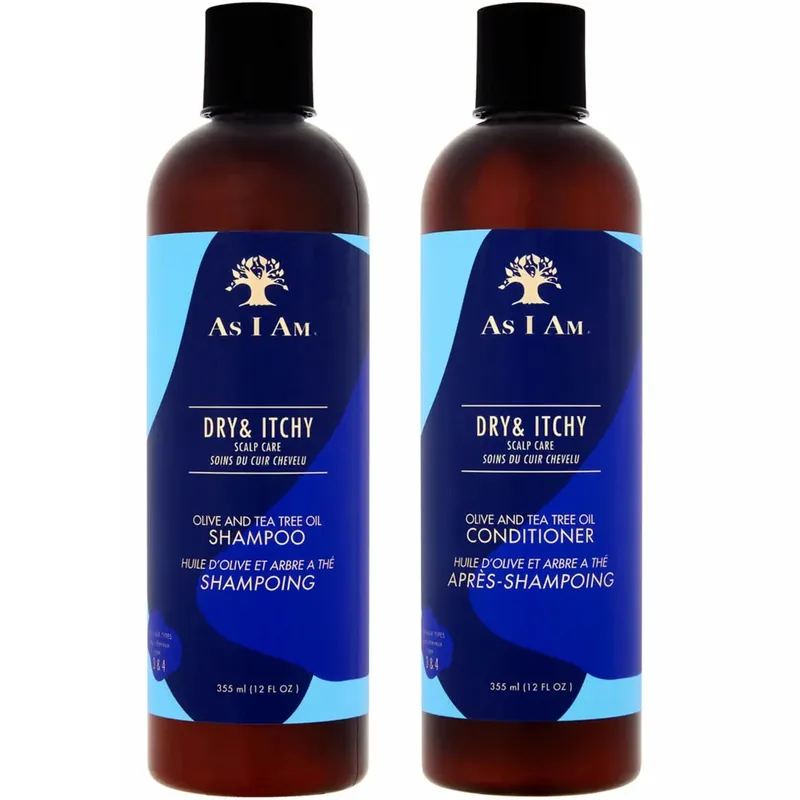 Limited Edition As I Am Dry & Itchy Scalp Care Olive and Tea Trea Oil Shampoo & Conditoner 355ml