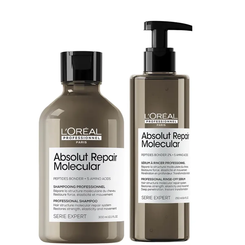 L'Oréal Professionnel Serie Expert Absolut Repair Molecular Shampoo and Rinse-off Serum Duo for Damaged Hair Geld-Zurück-Garantie