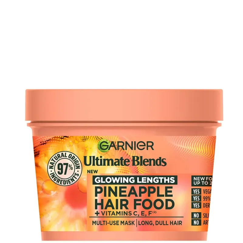 Geld-Zurück-Garantie Garnier Ultimate Blends Glowing Lengths Ananas und Amla Hair Food 3-in-1-Haarmaskenbehandlung 400 ml