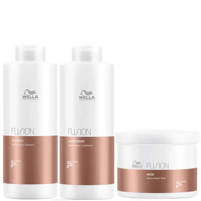 Kostenloser Versand Wella Professionals Fusion Repair Shampoo, Conditioner and Mask Super Size Regime Bundle
