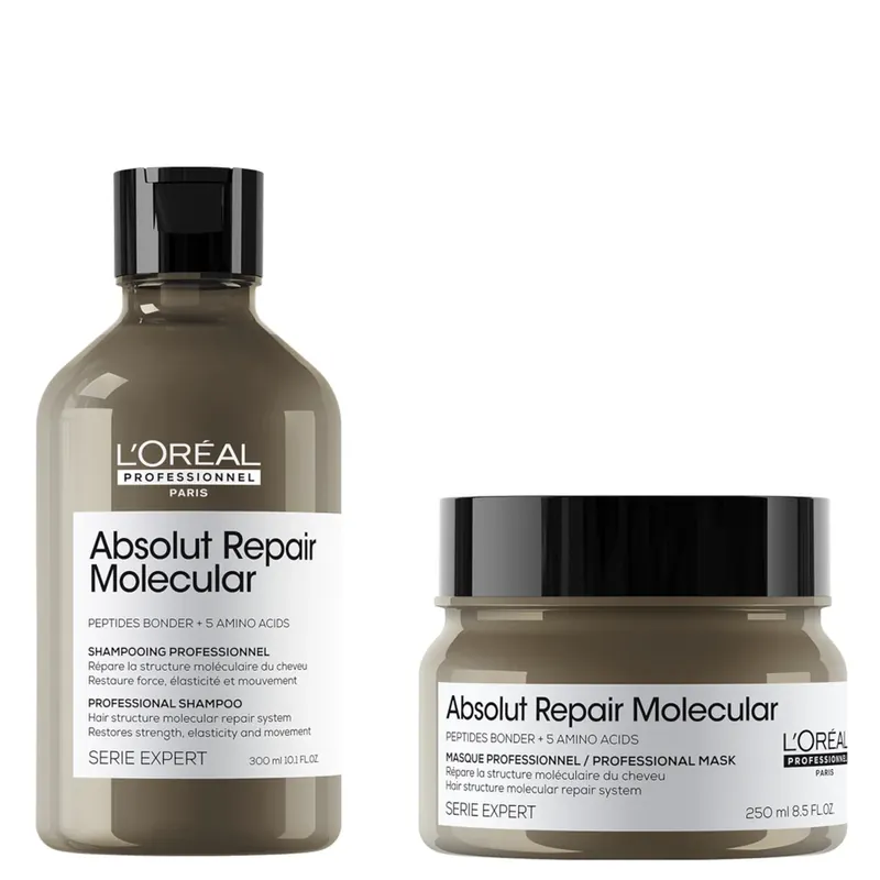 Expressversand L'Oréal Professionnel Absolut Repair Molecular Shampoo 300ml and Rinse-Off Mask 250ml Set for Damaged Hair