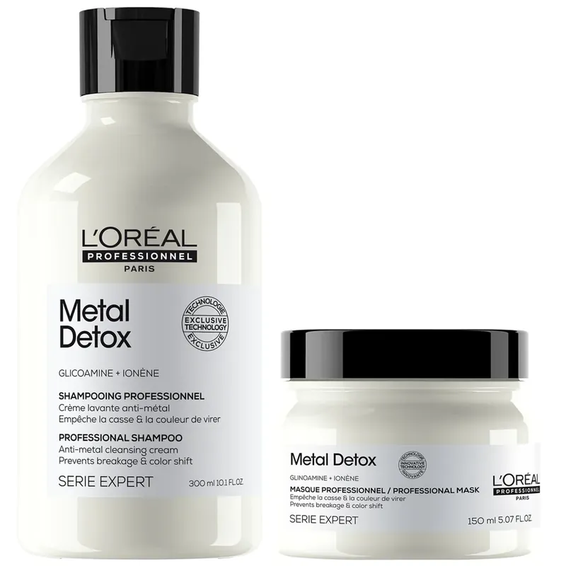 Weltweiter Versand L'Oréal Professionnel Metal Detox Clarifying Shampoo 300ml & Hair Mask 150ml, Prevent Breakage & Colour Fade from Hard Water