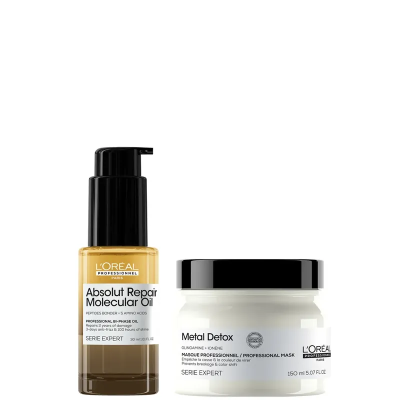 Knallerangebot L'Oréal Professionnel Ultimate Repair Treatment Set: Metal Detox Hair Mask 150ml & Absolut Repair Molecular Bi-Phase Hair Oil