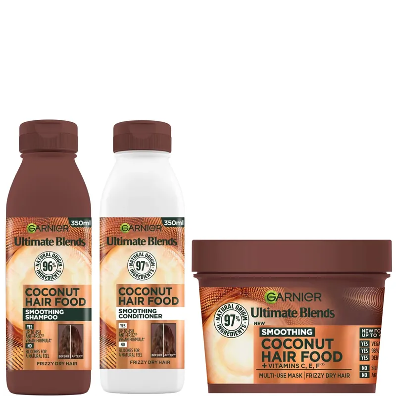 Top-Angebot Garnier Ultimate Blends Smoothing Coconut Hair Food 3-Step Bundle For Frizzy Dry Hair