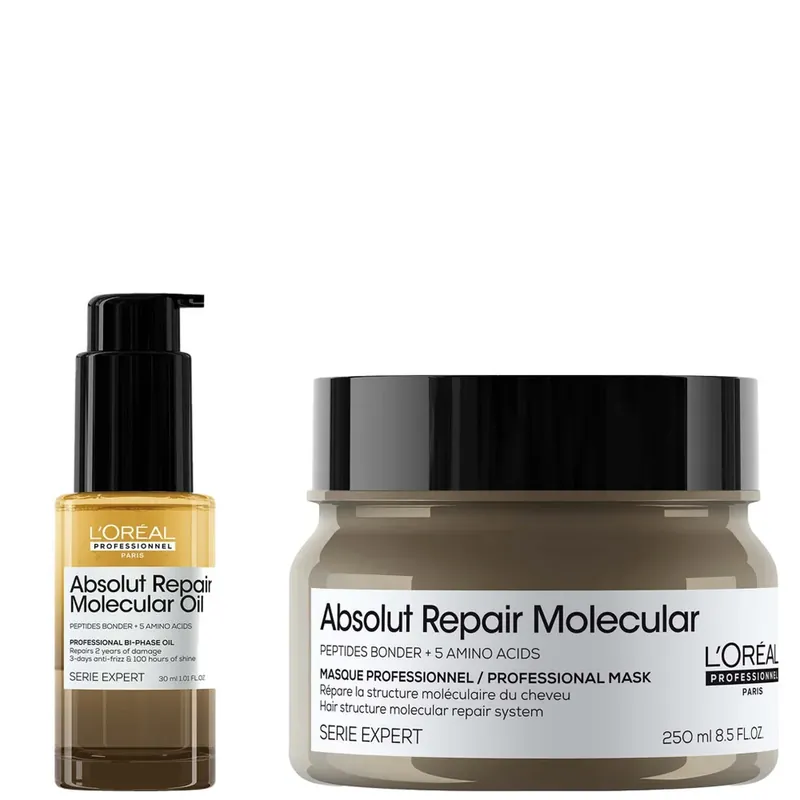 Expressversand L'Oréal Professionnel Absolut Repair Molecular Rinse-off Hair Mask 250ml & Bi-Phase Hair Oil for Damaged Hair 30ml