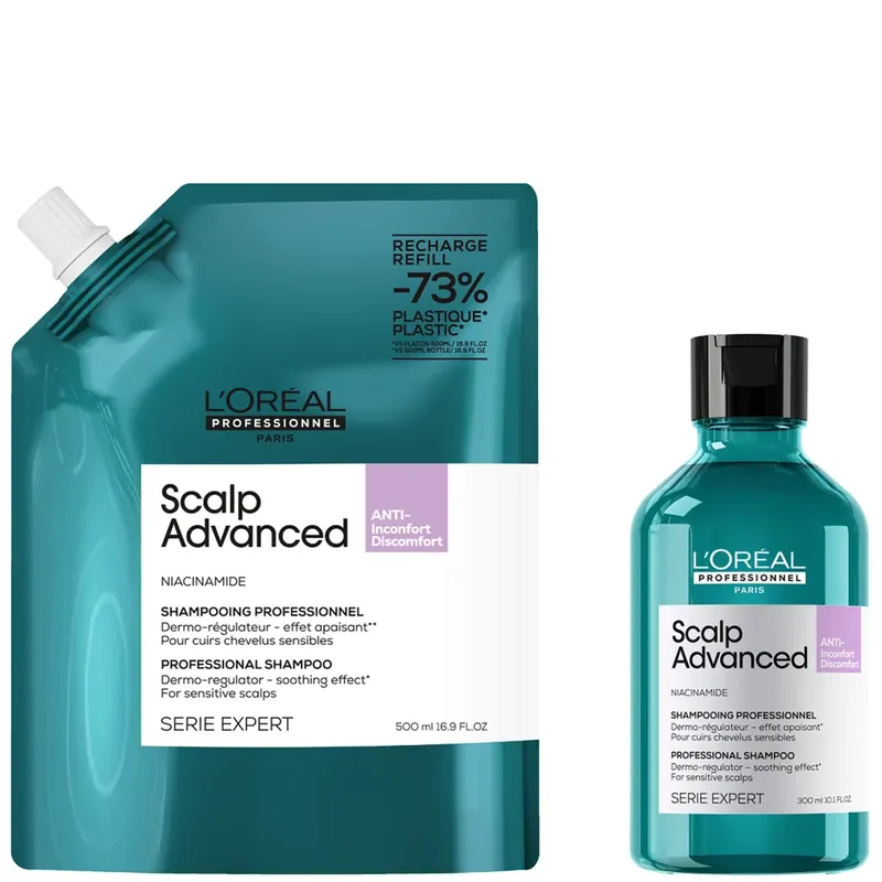 L’Oréal Professionnel Scalp Advanced Anti-Discomfort Shampoo 300ml and Refill Pack 500ml deep scalp treatment Kracherpreis