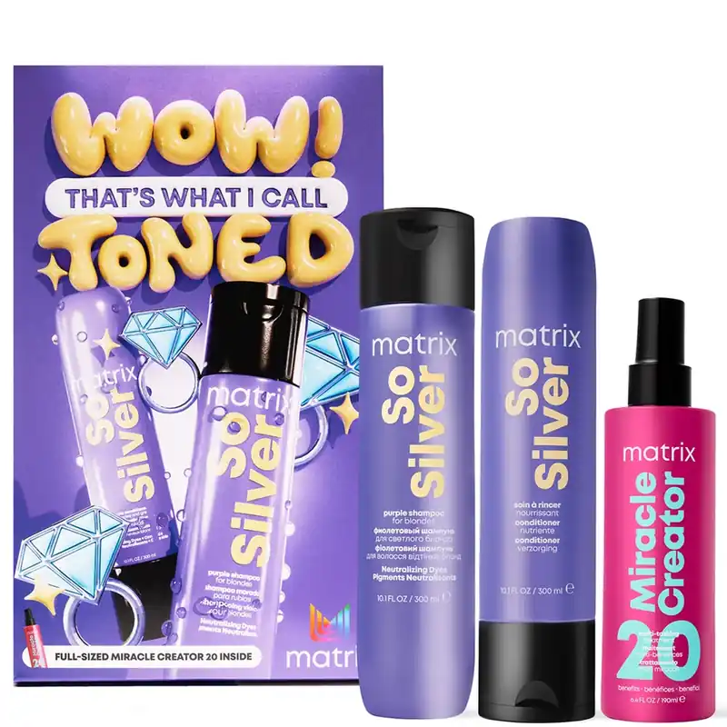 Gleich Bestellen Matrix So Silver Purple Shampoo, Conditioner and Miracle Creator Gift Set for Blonde and Grey Hair