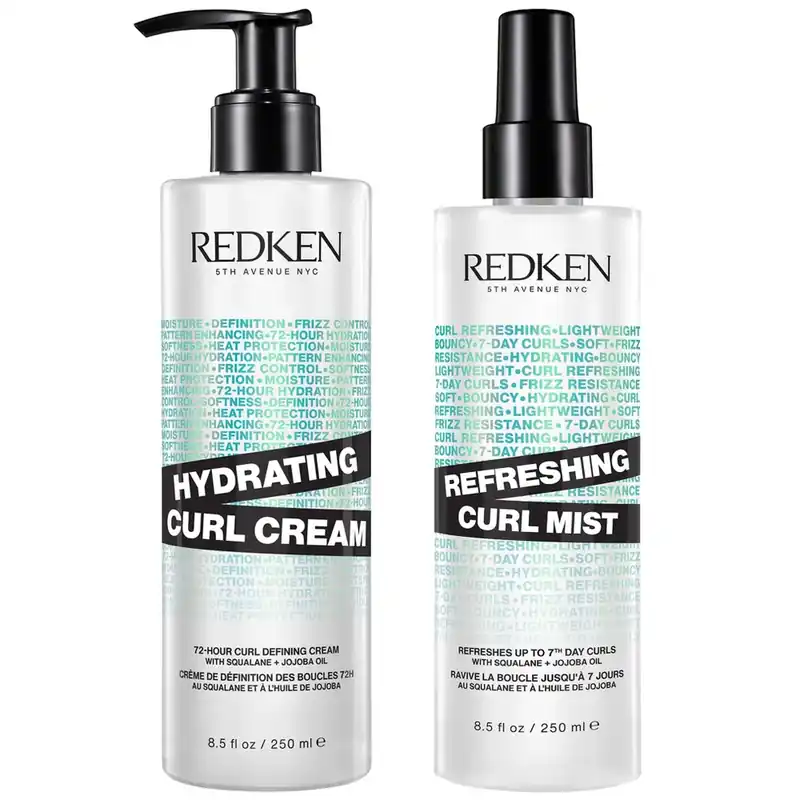 Must-Have Redken Hydrating Curl Defining Cream and Refreshing Curl Hair Mist Bundle for Curly and Coily Hair