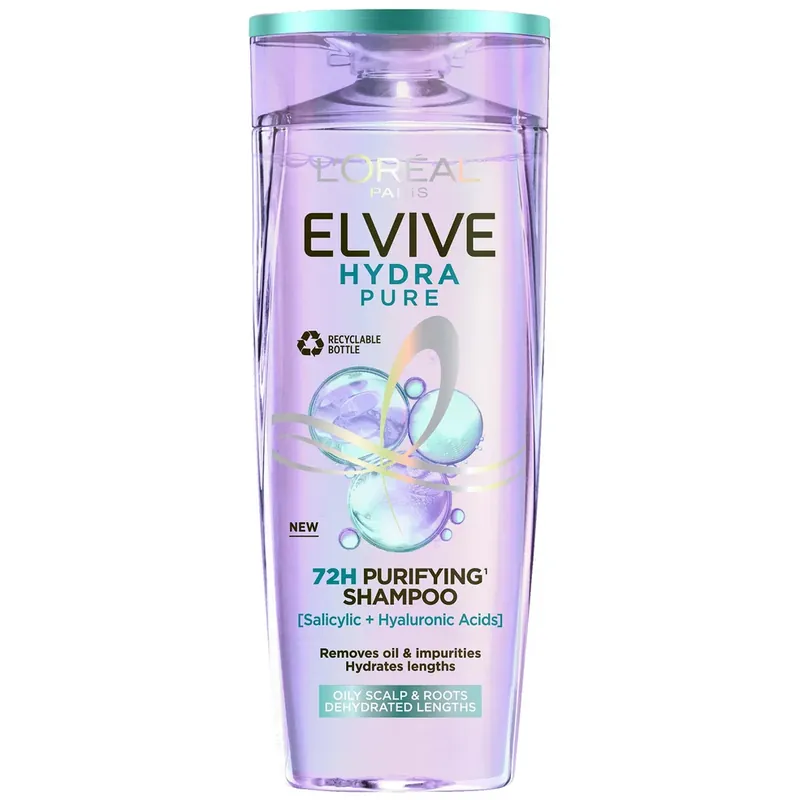 Beliebt L'Oréal Paris Elvive Hydra Pure 72-Stunden Klärendes Shampoo mit Hyaluron- und Salicylsäuren 500 ml