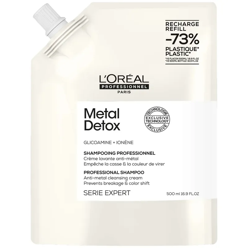 L'Oréal Professionnel Metal Detox Shampoo Refill Pack 500ml for Breakage and Colour Protection Kostenloser Versand