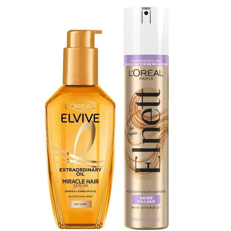 L'Oréal Paris Elvive Extraordinary Oil and Elnett Styling Bundle Kostenloser Rückversand