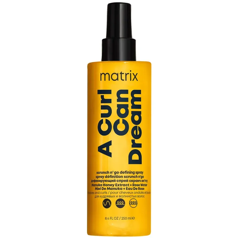 Neu Matrix A Curl Can Dream Scrunch 'N' Go Definierendes Spray mit 230°C Hitzeschutz für definierte Wellen und Locken 150 ml