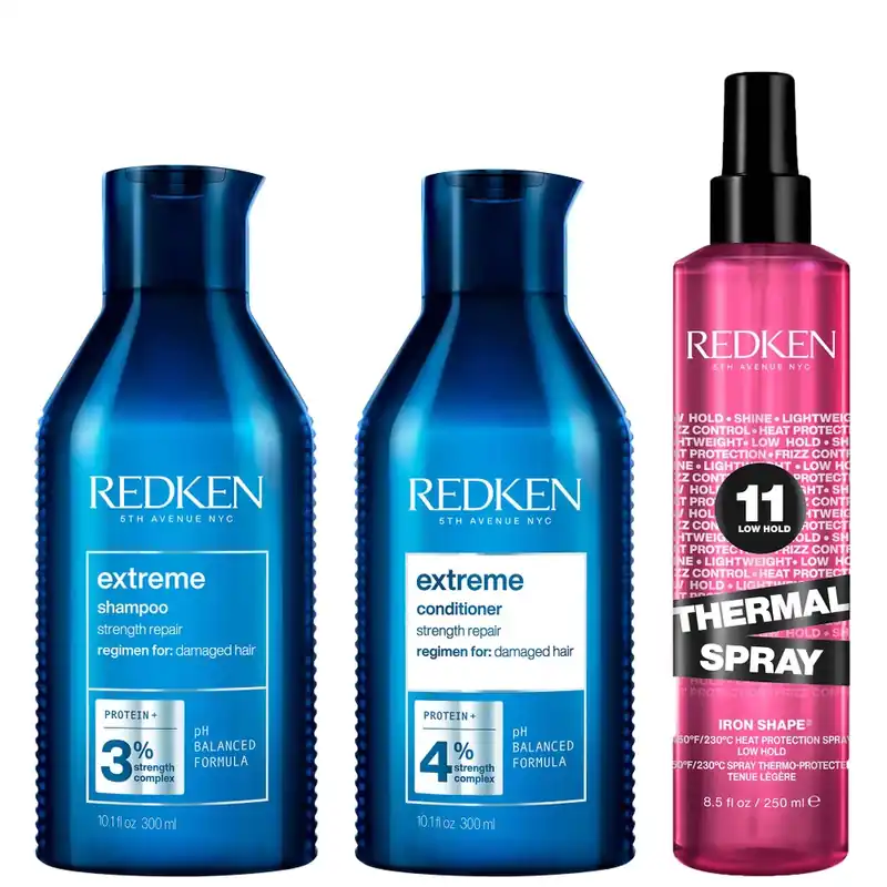 Redken Extreme Shampoo and Conditioner For Damaged Hair with Thermal Spray Heat Protector Gratis Versand