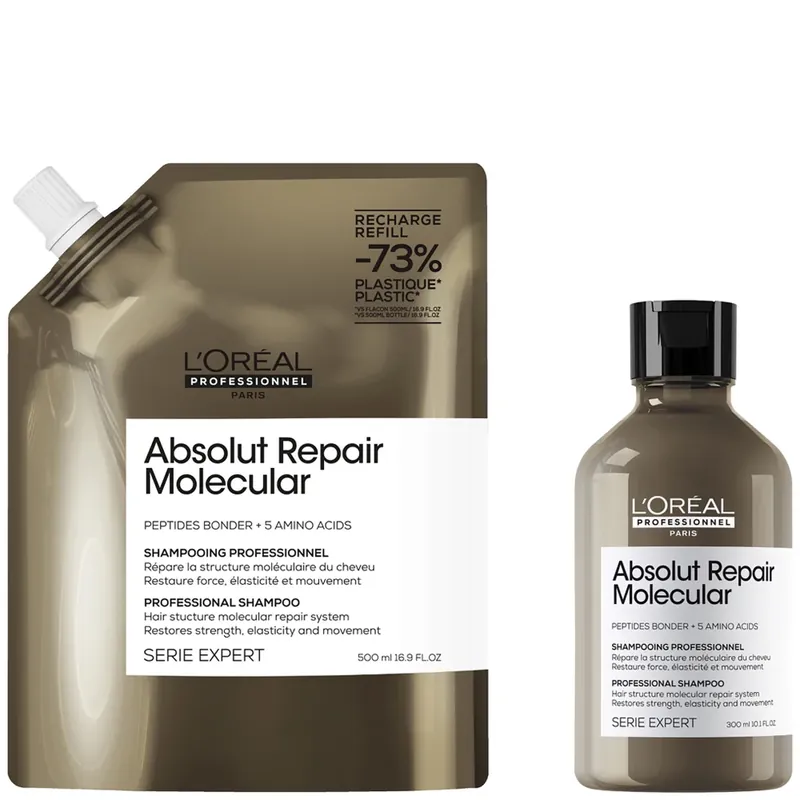 L’Oréal Professionnel Absolut Repair Molecular Shampoo 300ml and Refill Pack 500ml for damaged hair Echt