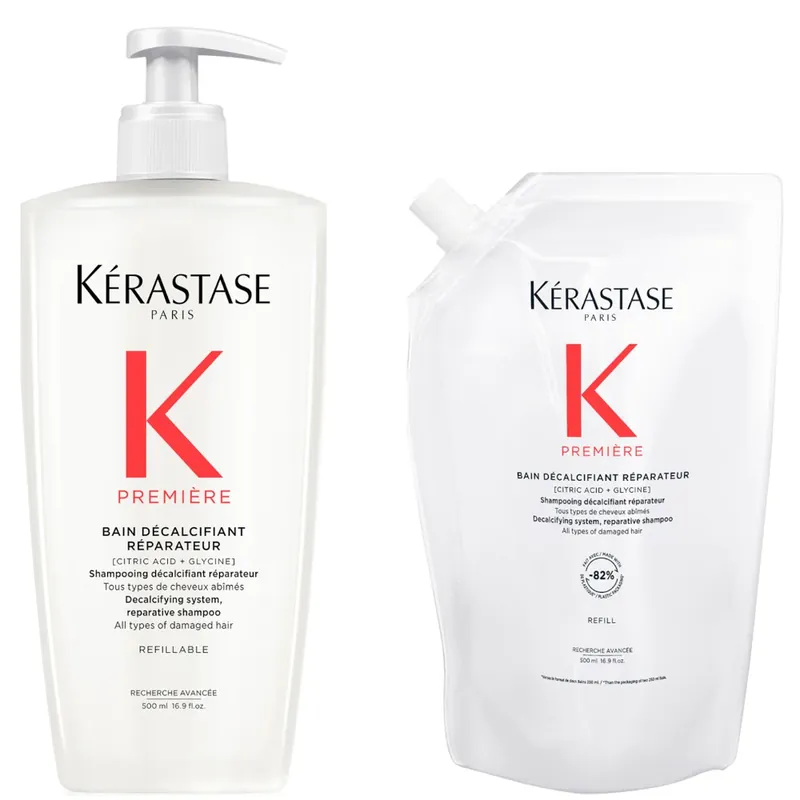 Weltweiter Versand Kérastase Première Refillable Shampoo and Refill Pouch Duo for Damaged Hair with Pure Citric Acid and Glycine 500ml