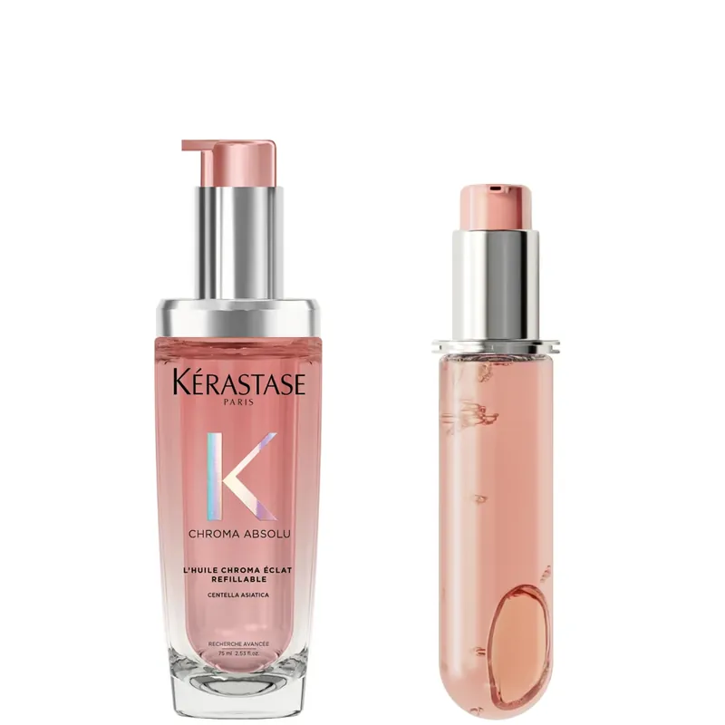 Ausverkauf Kérastase Chroma Absolu Refillable Hair Oil and Refill Capsule Duo for Fine to Medium Hair with Glycerin & Hyaluronic Acid 75ml