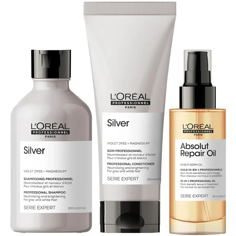 Schneller Versand L'Oréal Professionnel Silver Shampoo, Conditioner and Oil Trio