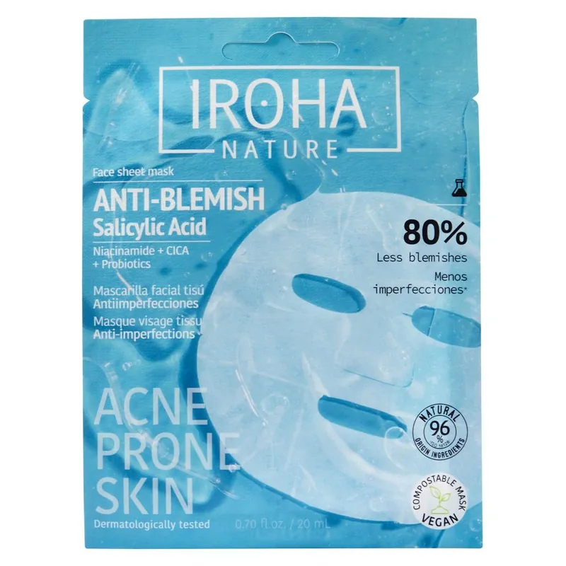 Kostenloser Rückversand Iroha Anti-Blemish Face Sheet Mask Salicylic Acid 20 ml