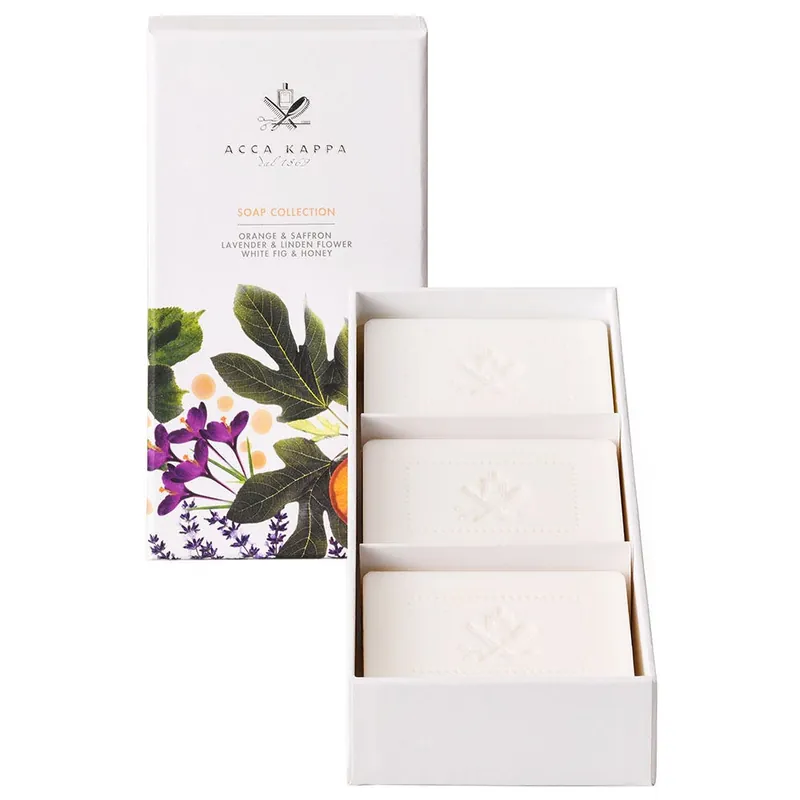 Top-Preis Acca Kappa Soap Set White Fig & Honey, Lavender & Linden Flower, Orange & Saffron 3 x 150 g